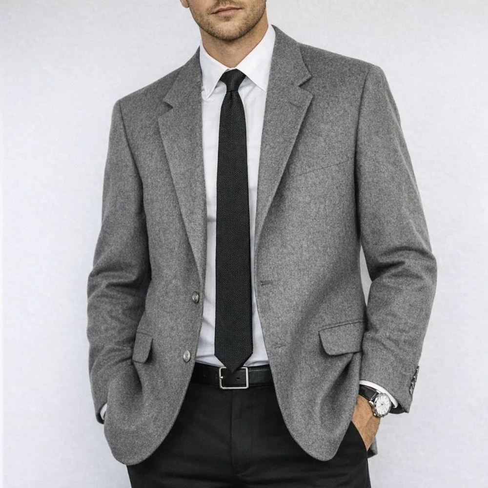 Jeremy Peters Mens Gray Camel Hair Blend Blazer Sport‎ Coat Made in USA Vintage